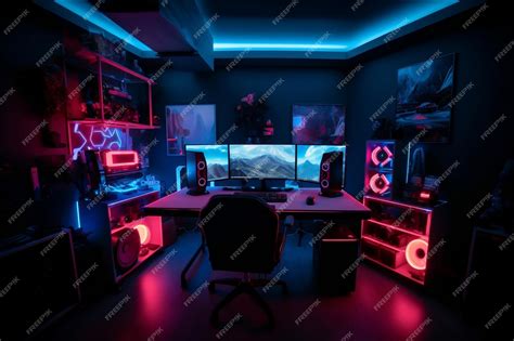 Premium Photo | Gaming room with hardware and equipment colored in red ...