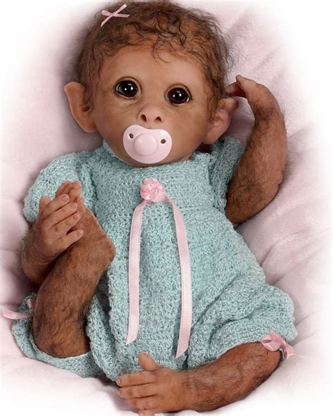 The Ashton-Drake So Truly Real Weighted And Fully Poseable Baby Monkey Doll 14"