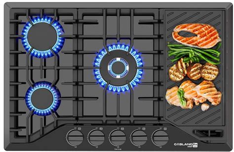 30 Inch Gas Cooktop with Griddle Black, GASLAND Chef PRO GH3305EF Gas ...