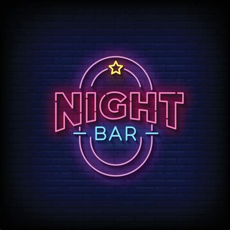 Neon Sign night bar with brick wall background vector 18860392 Vector ...