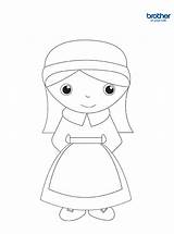 Pilgrim Girl Coloring Page sketch template