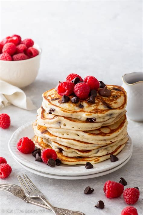 Super Fluffy Gluten Free Chocolate Chip Pancakes - The Loopy Whisk