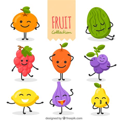 Free Vector | Set of funny fruit characters