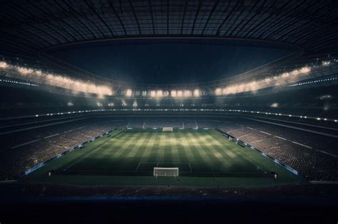 Premium Photo | Empty soccer stadium at night with lights and ...