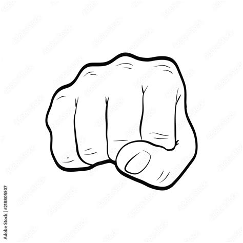 Fist punch hand gesture line art outline Stock Vector | Adobe Stock