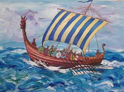 Norway's Viking Ship Painting by Kristi Argyle | Saatchi Art