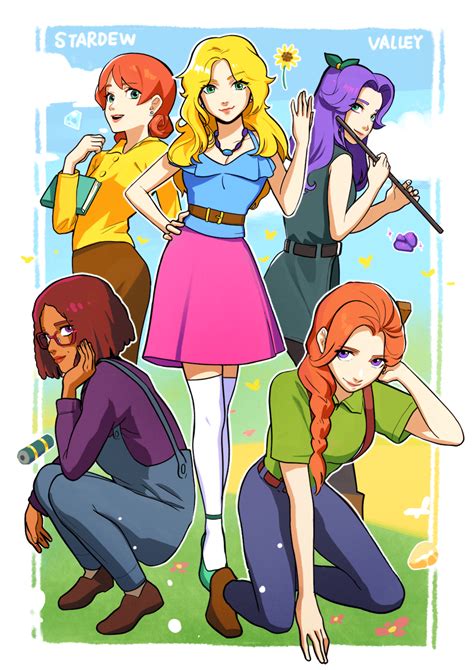 Stardew Valley art > female marriage candidates (missing Emily) : Penny ...