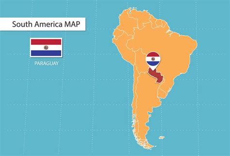 Paraguay map in America, icons showing Paraguay location and flags. 15311368 Vector Art at Vecteezy