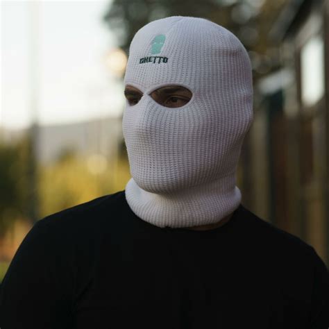 Ghetto White Full Face Cover Embroidery Logo GHETTO MASK - GHETTO