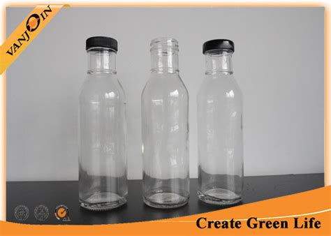 Clear 12oz Glass Sauce Bottles With Lid , Sealable Glass Pepper Sauce ...