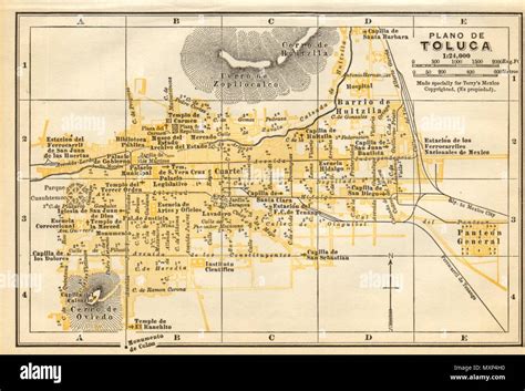 Plano de TOLUCA, Mexico. Mapa de la ciudad. City/town plan 1935 old Stock Photo - Alamy