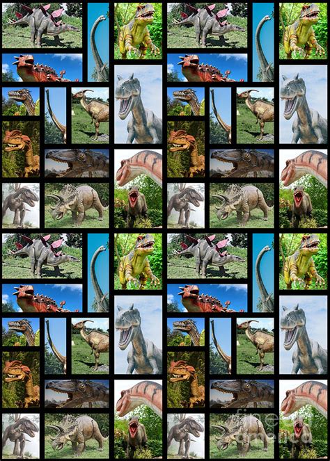 Dinosaur Postcard Collage Pattern Digital Art by Juan Romero - Pixels