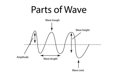 Waves of the basic properties. Vector illustration parts of a wave. Amplitude, wave length ...