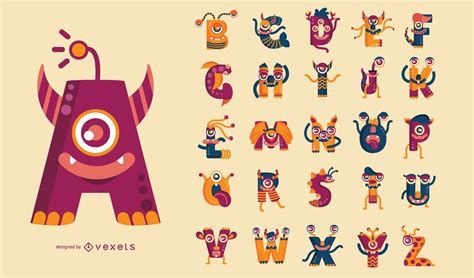 Monster Themed Alphabet Set Vector Download