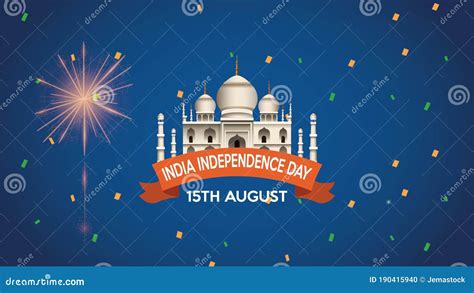 India Independence Day with Taj Mahal and Fireworks Stock Footage ...