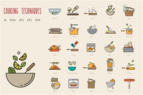 Cooking Techniques | Custom-Designed Icons ~ Creative Market