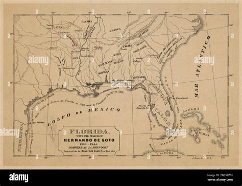 Map of the route of hernando de soto hi-res stock photography and ...