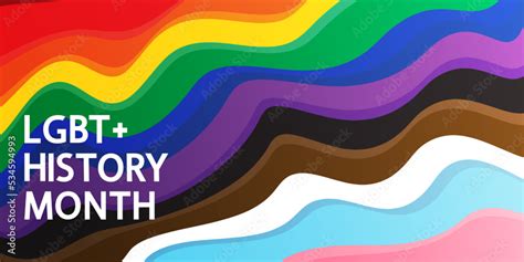 LGBT+ History Month modern vector concept. Freedom rainbow flag and text. Stock Vector | Adobe Stock