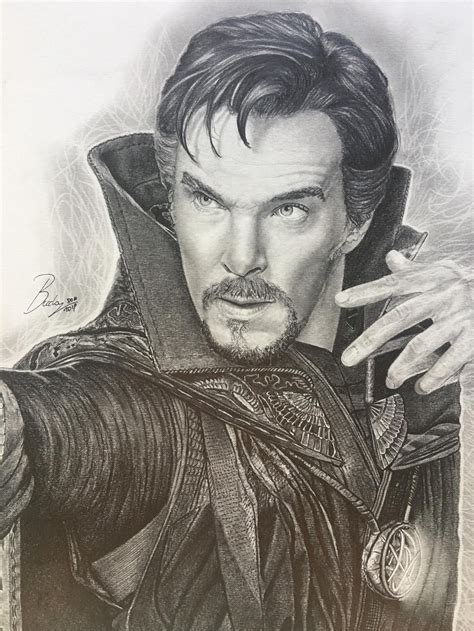 Doctor Strange's original portrait in pencil, size A4 (21.00 x 29.70 cm) Artwork portrait ...