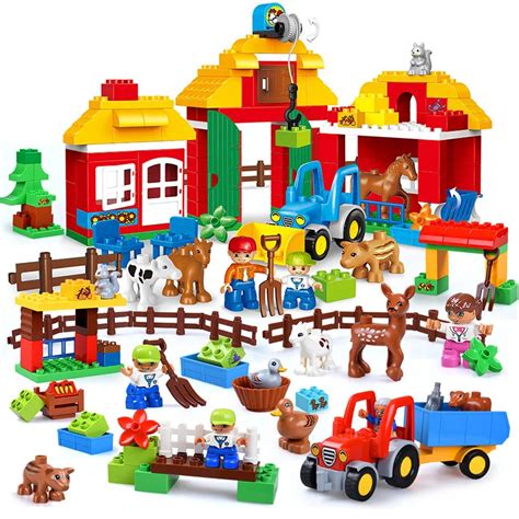 Big Size Diy Happy Farm Happy Zoo With Animals Set Compatible With Legoingly Duploe Blocks ...