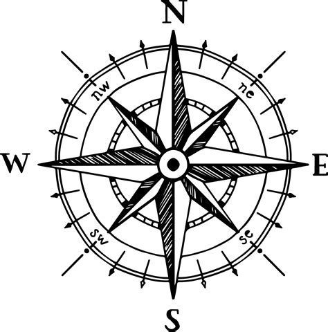 Compass Rose PNG Black And White Transparent Compass Rose Black And White.PNG Images. | PlusPNG