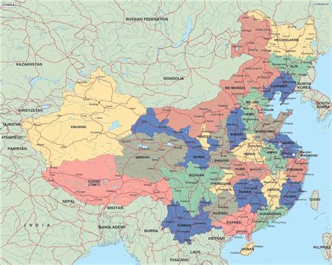 china political map. Eps Illustrator Map | Vector World Maps