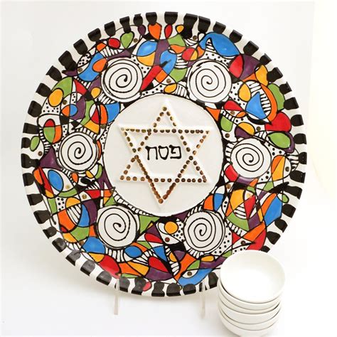 Seder plate with gold, modern design, colorful, dishes included | Seder plate, Seder, Colorful ...