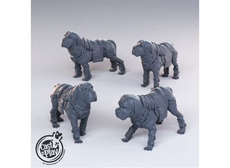 4pc Mastiff Dogs 32mm Scale Dnd Miniature Dungeons and Dragons Mini 5E Fantasy Cast N Play - Etsy