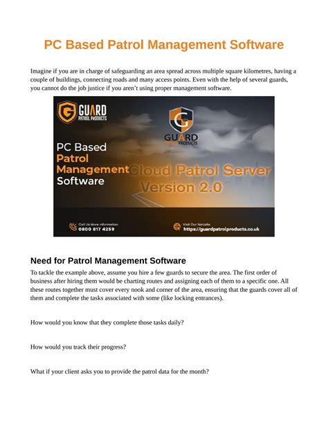 PC Based Patrol Management Software by Guard Patrol Products - Issuu