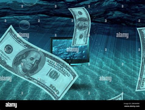 Fantasy underwater scene with money and TV Stock Photo - Alamy