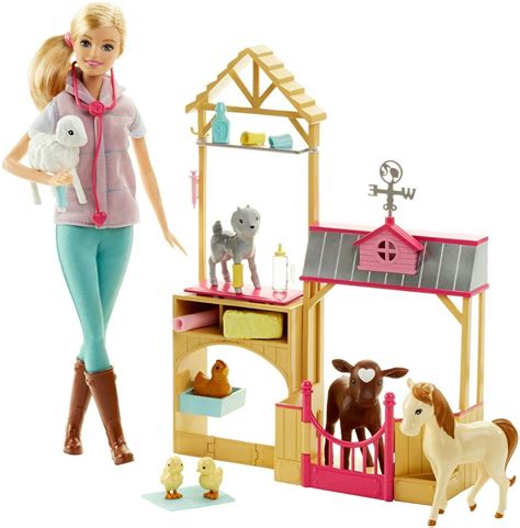 Barbie Farm Vet Playset SET Doll, 7 Animals