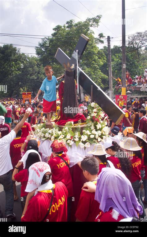 Annual Procession of Black Nazarene in Quiapo, Manila Philippines Stock ...