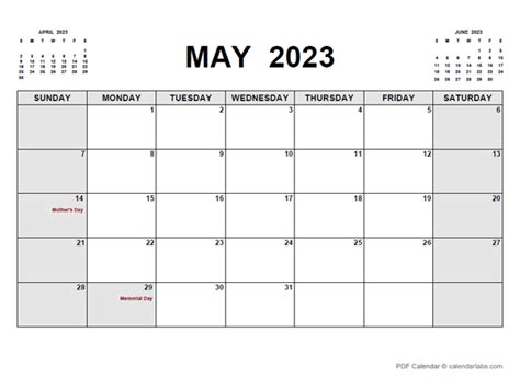 Printable May 2023 Calendar Pdf - Free Printable Templates