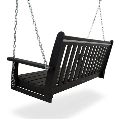 POLYWOOD Vineyard 2-person Black Recycled Plastic Outdoor Swing in the Porch Swings & Gliders ...