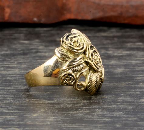 Vintage Jewelry Vintage Ring Floral Ring Brass Ring - Etsy