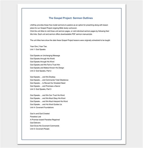 Sermon Outline Template - 12+ For Word and PDF Format