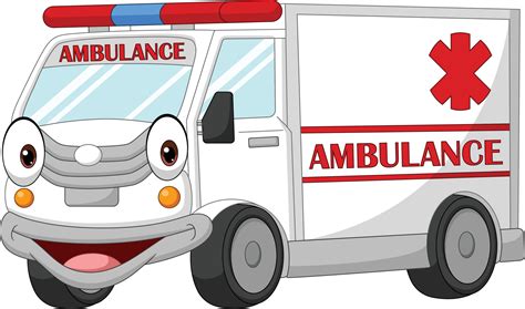 Cartoon happy ambulance car on white background 5332311 Vector Art at Vecteezy