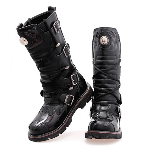 Leather Men high Black Military Tactical Army Boots Leather Shoes - Military Shopping