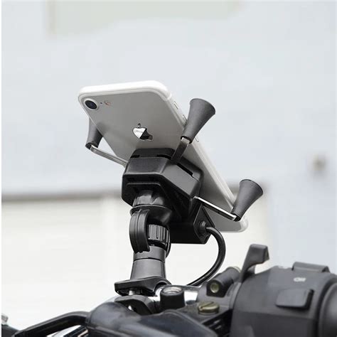 Chargeable Universal Metal Motorcycle Phone Holder Rearview Mirror Support Telephone Moto Holder ...