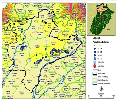 Map showing distribution and population of Punjab Urial in Pakistan. | Download Scientific Diagram