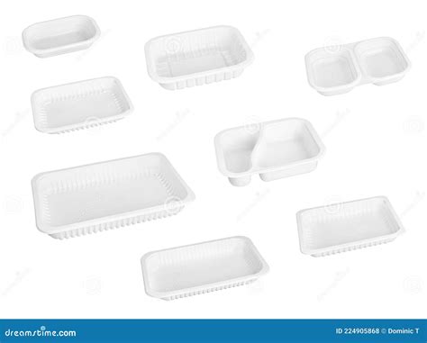 Slanted View Different Types Of Transparent Trays Isolated On Grey ...