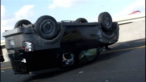 freeway car accident (flipped over SUV) - YouTube