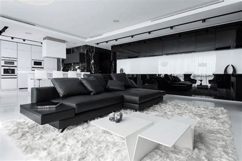 Stunning Black and White Apartment in Moscow | Home Design Lover | White apartment, White ...