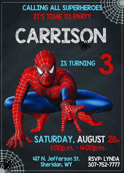 Spiderman Spiderman Invitation Spiderman Birthday | Etsy