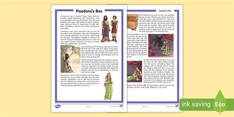 Pandora’s Box Summary | Printable Primary Resource