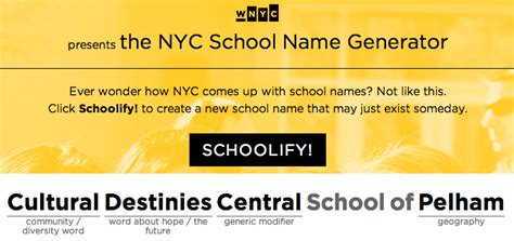 WNYC School Name Generator | WNYC