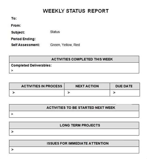 7+ Weekly status report templates - Word Excel PDF Formats