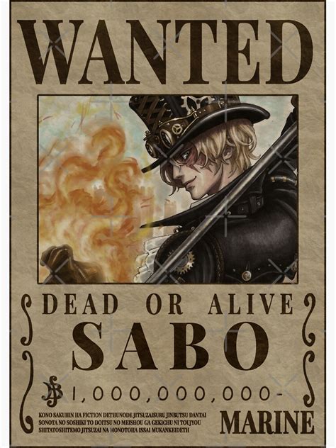 "Sabo bounty Wanted One Piece Poster" Sticker by OnePieceWanted | Redbubble