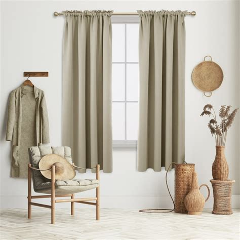 Deconovo Beige Blackout Curtains Rod Pocket Curtain Panels Thermal Insulated Curtains for ...