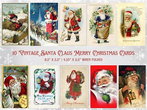 10 Santa Claus Vintage Christmas Cards Nostalgic Vintage - Etsy